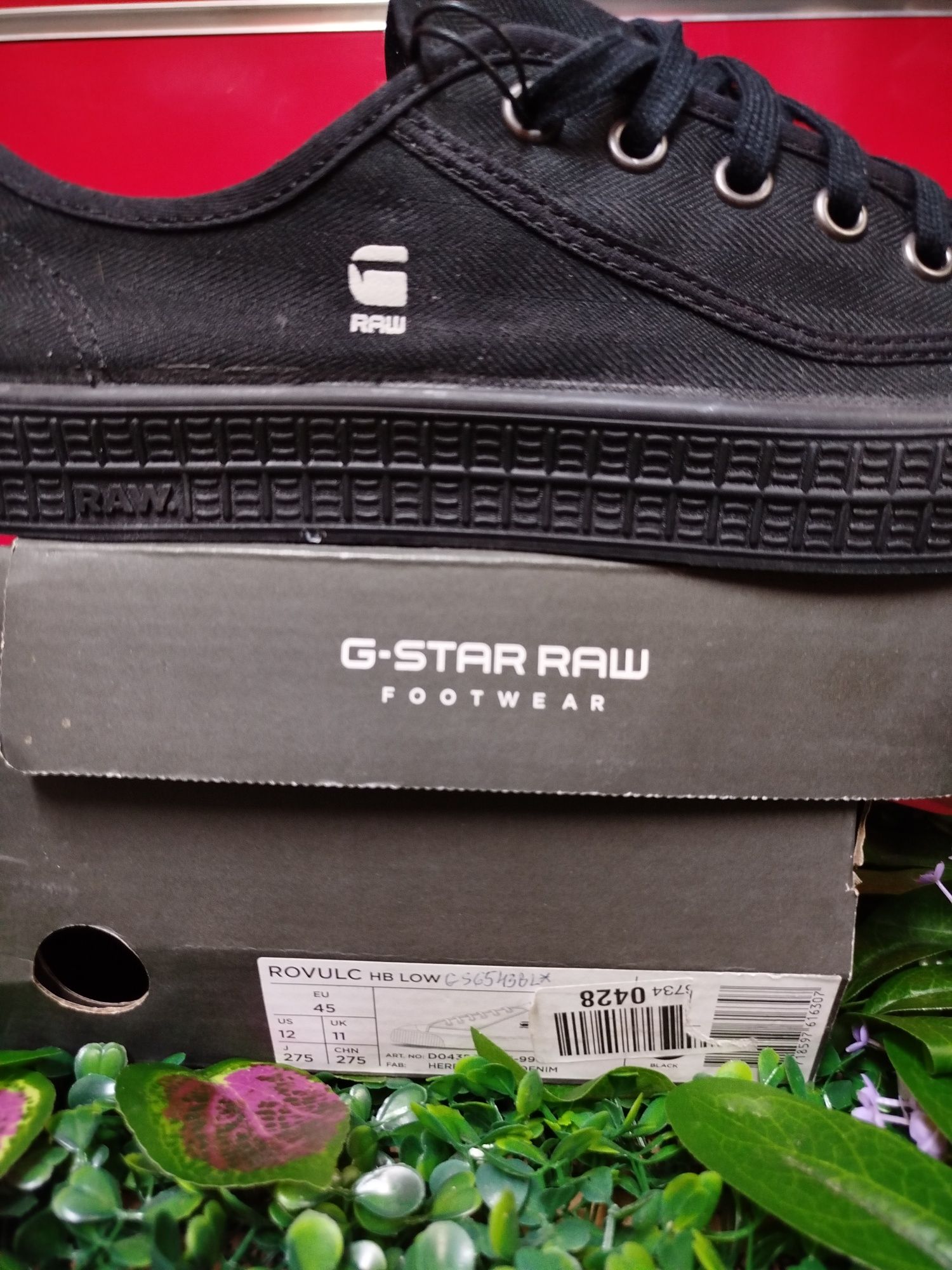 Оригинални ниски кецове G-Star Raw Rovulc 45  нови мъжки черни обувки