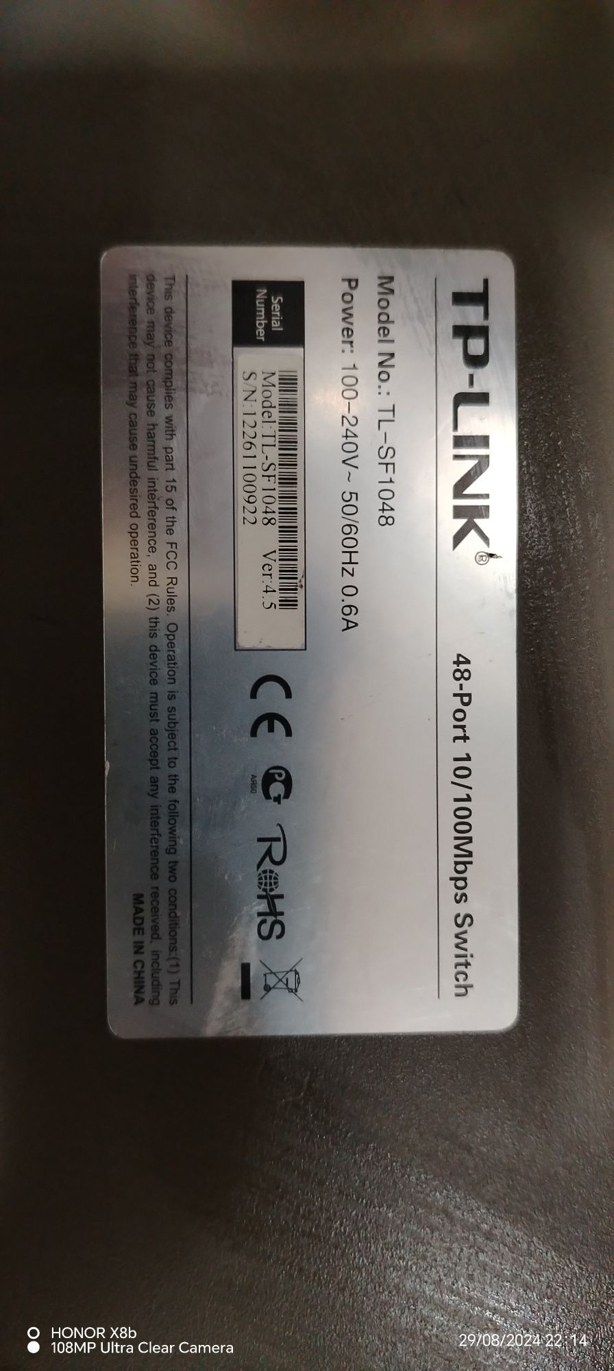 Svich yoki hap Tp-Link dan 48 tali 100 mb lik svich