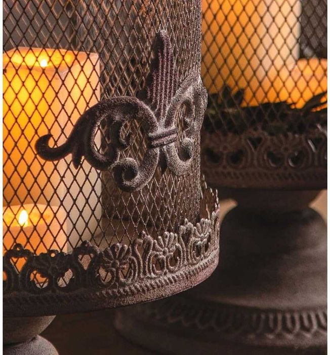 Suport lumanare / Sfesnic retro, 43 x 23 cm, gri