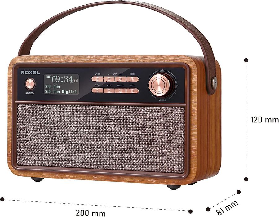 Boxă portabilă stereo Roxel Retro D1 DAB/DAB digital-radioFM ,sigilat