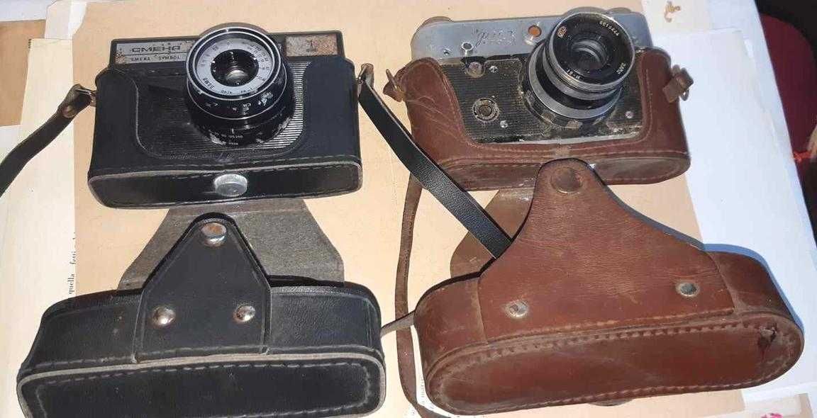 2 aparate foto rusești SMENA Symbol și FED-3 pt decor sau restaurare