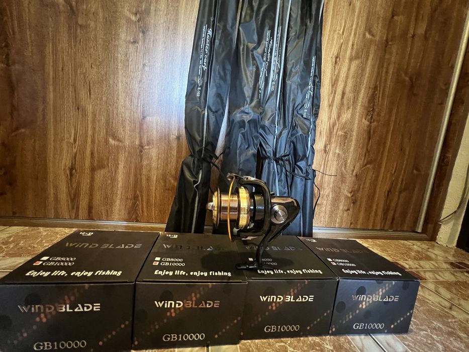 Set 4 Lansete WindBlade Hunter Crap 3.6 + 4 Mulinete GB 10000