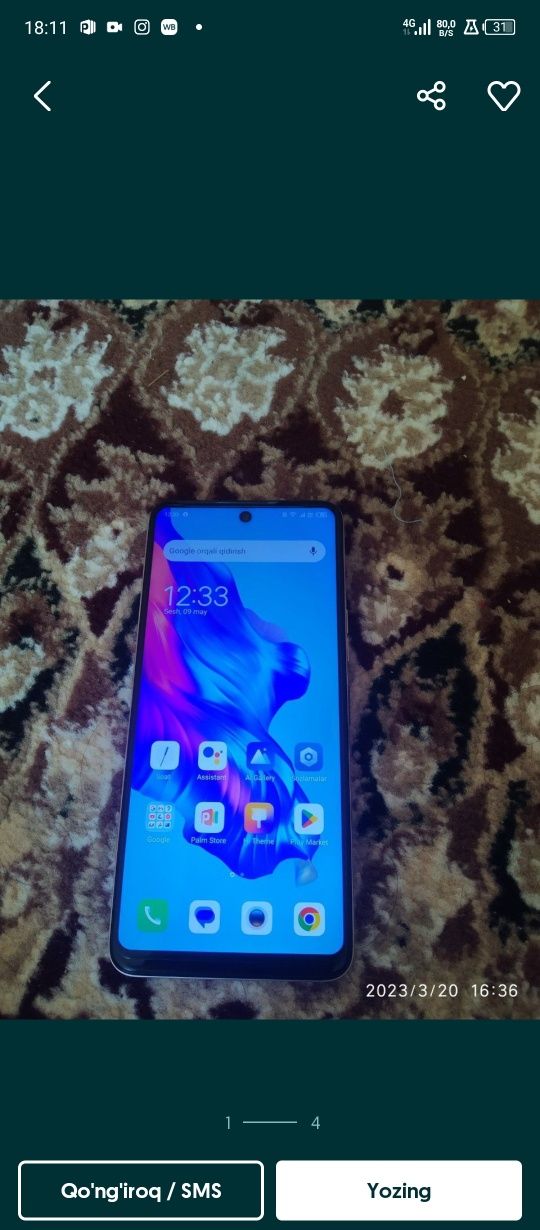 Tecno camon 18 128gk aperativka 8 holati yaxshi