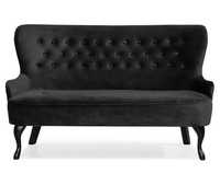 Canapea [Sofa Kalatzerka] de catifea neagra 140x67x86 cm