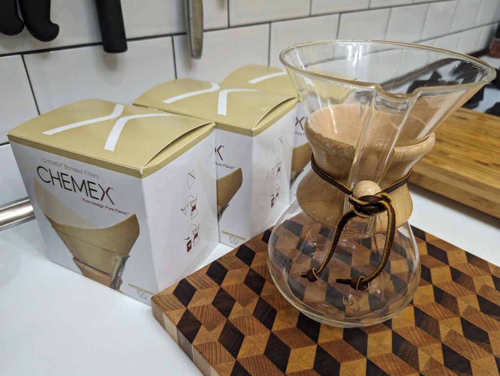 Chemex Coffee Maker + 2 cutii filtre + capac Chemex