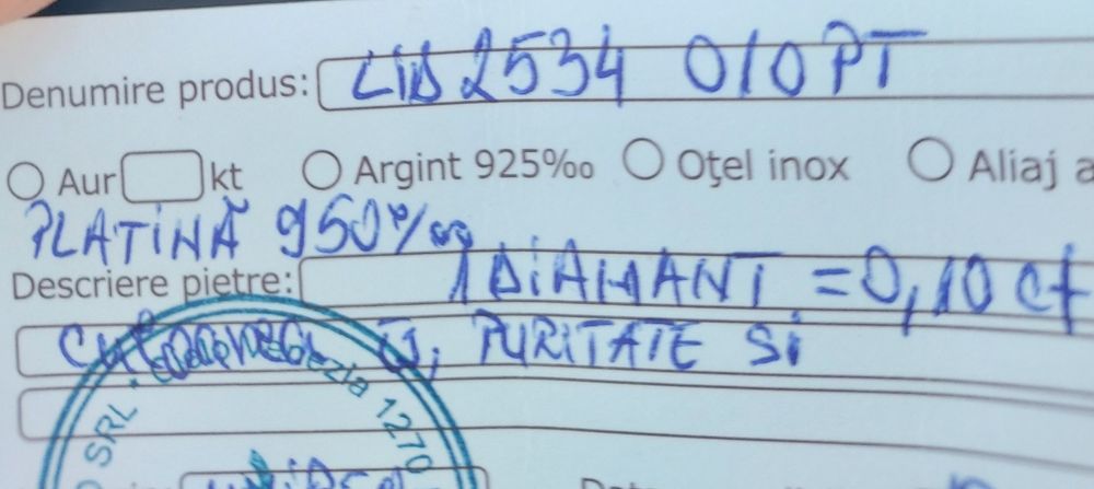 Inel platina cu diamant