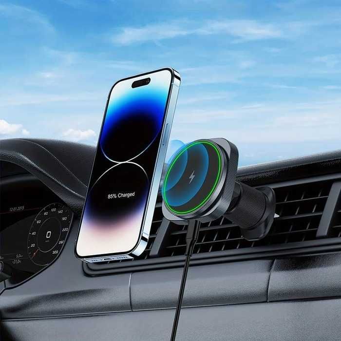 Wireless Charger Стойка За Кола, Смарт Сензор, Магнит, 15W