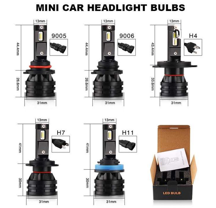 Becuri LED 28W 6000k H1,H7,H3,H8,H11,HB3,HB4