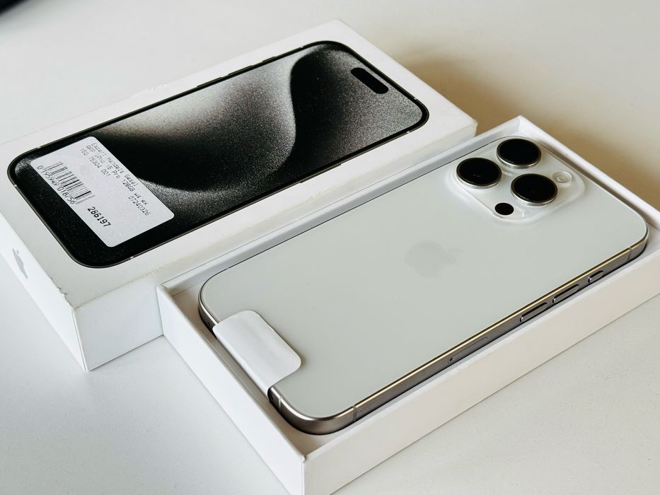 Iphone 15 Pro 128GB White Titanium 100% Батерия! Гаранция 6 месеца