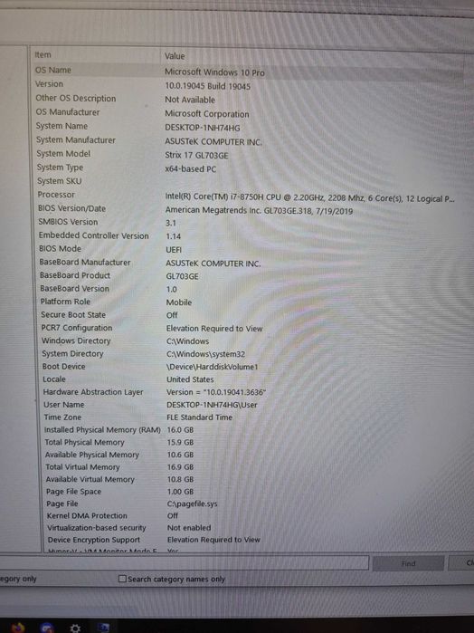 ASUS ROG Strix - GL703GE, 17,3”, 16 GB RAM, i7-8750H, GTX 1050Ti 4GB