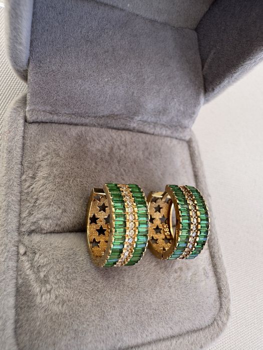 Cercei din aur si cubic zirconia