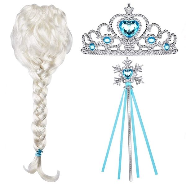 Set rochie si accesorii Elsa Frozen, 7-9 ani, Albastru, Halloween