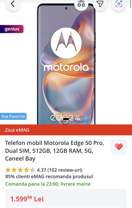 Motorola EDGE 50 PRO, 512 GB, 12GB RAM, Albastru SIGILAT