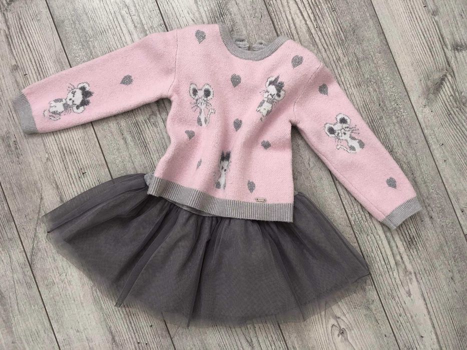 Комбинирана рокля Mayoral /рокля с тюл и пуловер/ 12М, 80см