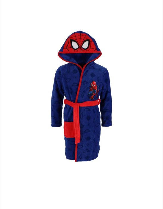 Халат с качулка от коралов полар Спайдърмен размер 110/116 см