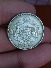 Moneda Argint 20 Franci 1934 Belgia