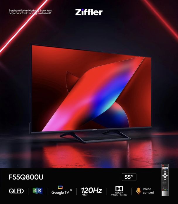 Телевизор ZIFFLER 55 4K QLED 120Hz 2025 Гарантия есть Доставка бонус