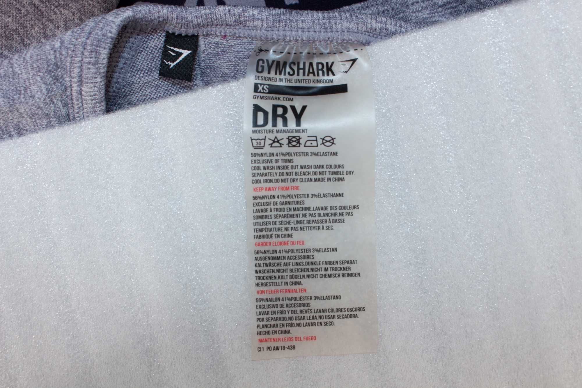 Gymshark дамски кроп топ къс син дълги ръкави за фитнес и бягане XS