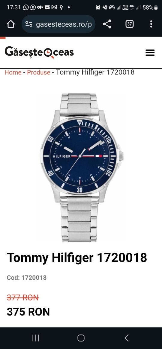 Ceas Tommy Hilfiger cod 1720018 (produs nou)