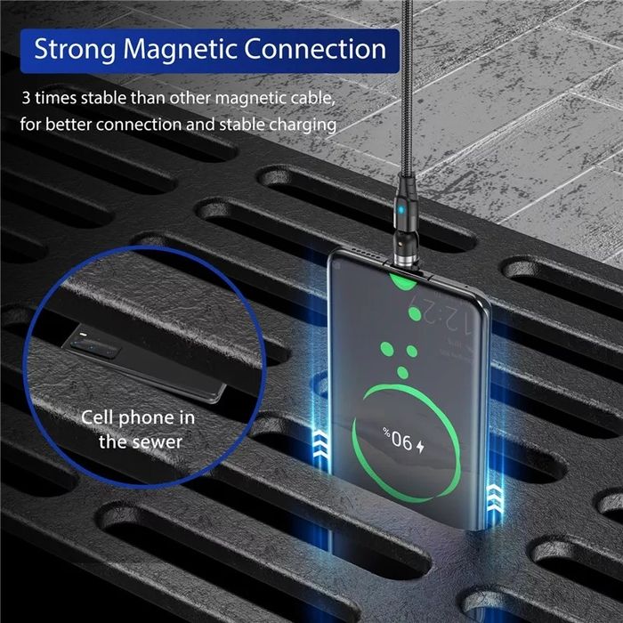 Cablu Magnetic USB iluminat, încarcare + date