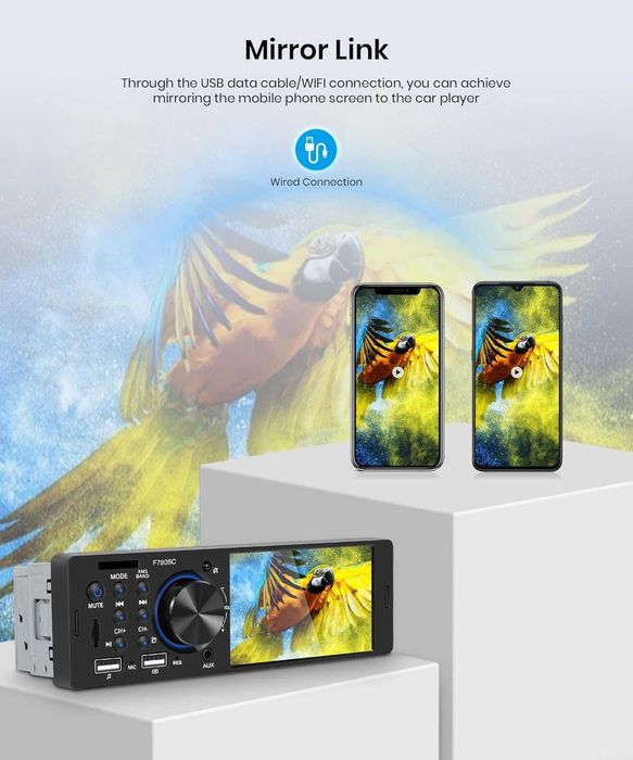 Еднодиново автомобилно стерео Carplay/Android 4-инчов сензорен екран