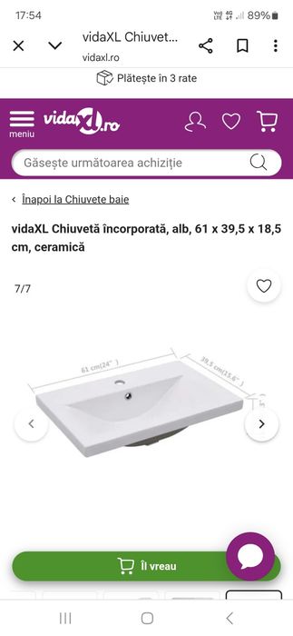 Chiuvetă baie 61 x 47 x 17