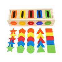 Joc educativ din lemn pentru copii, sortator culori si forme geometric