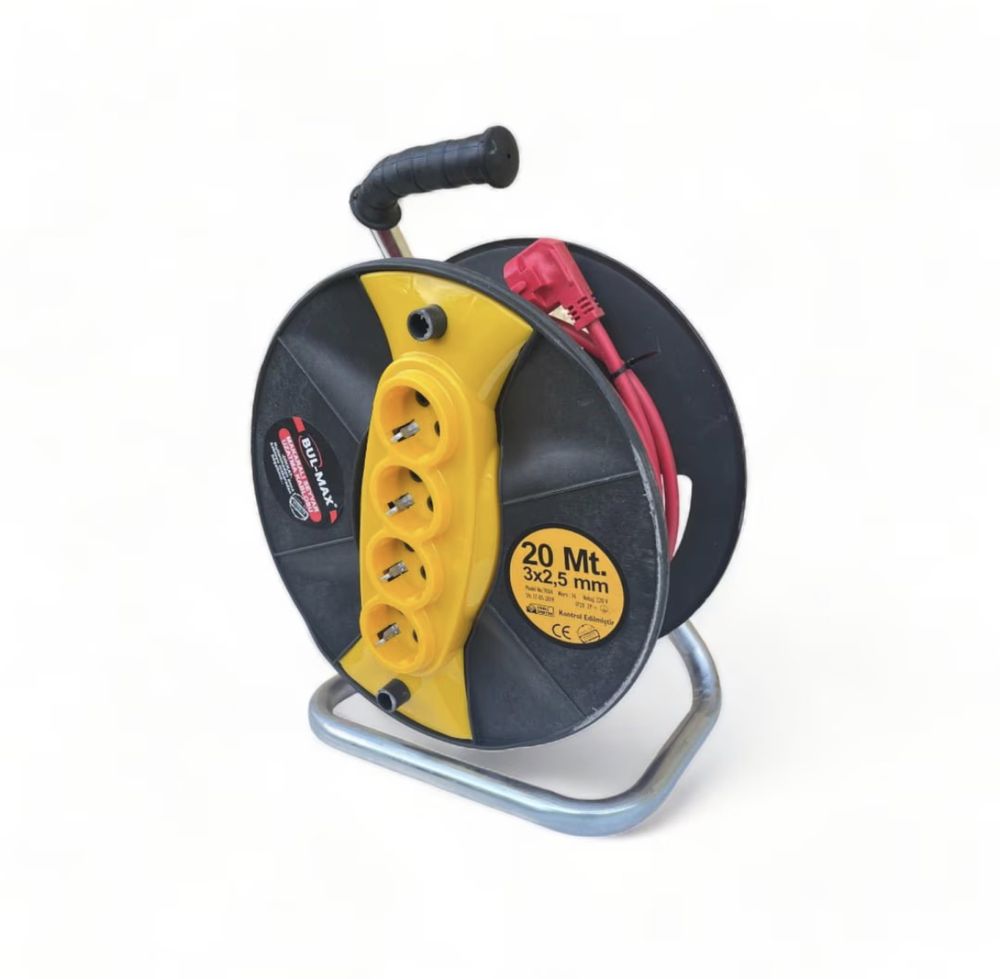 Удължител с макара Bul-Max 30m, 4 гнезда, 3×2,5 mm,