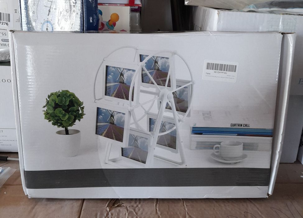 Album foto roata Ferris, alb, 22.5x22.5x23cm, design retro, suport pen