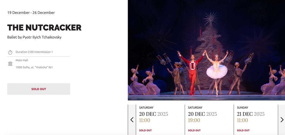 2 билета за балета „Лешникотрошачката“ – 20 декември, 19:00 в София