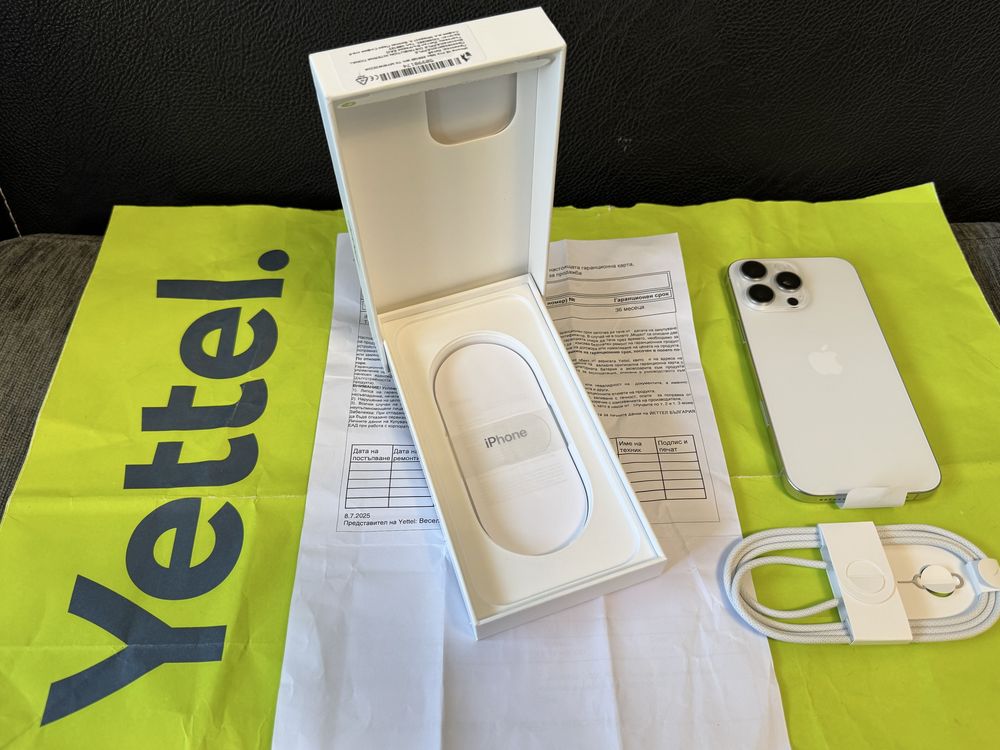 ЧИСТО НОВ 256GB iPhone 16 PRO MAX Гаранция от Yettel до 2028 White