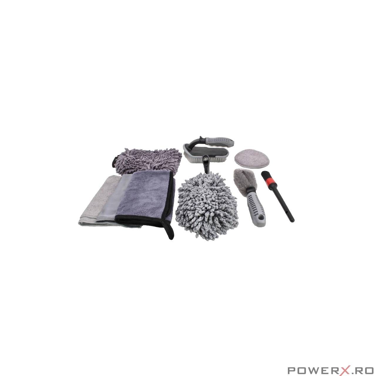 Set perii si lavete pentru curatare auto, detailing, 9 piese, Satra