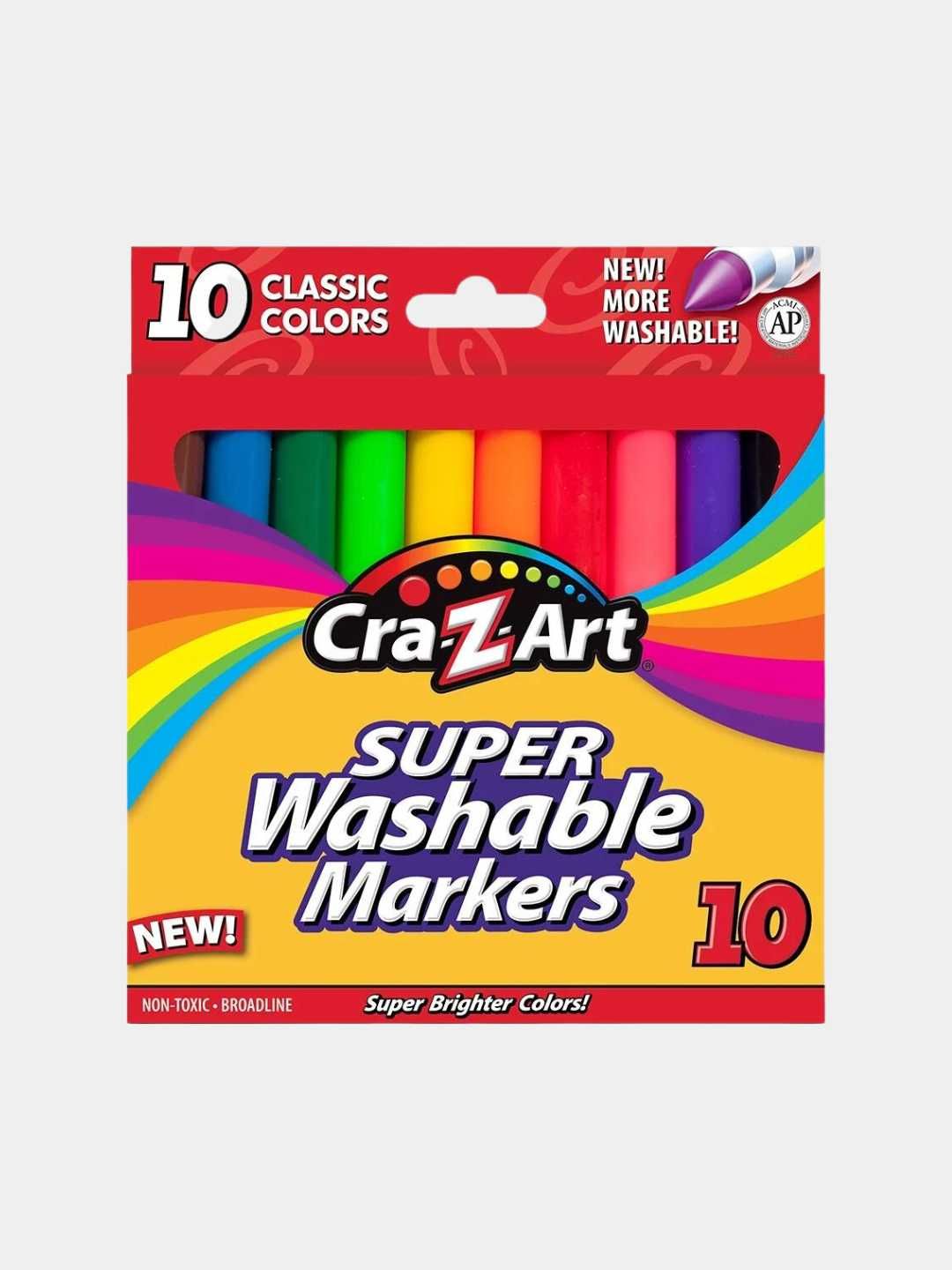 Многоцветные маркеры CRA-Z-ART, с широкой линией для детей, 10 шт