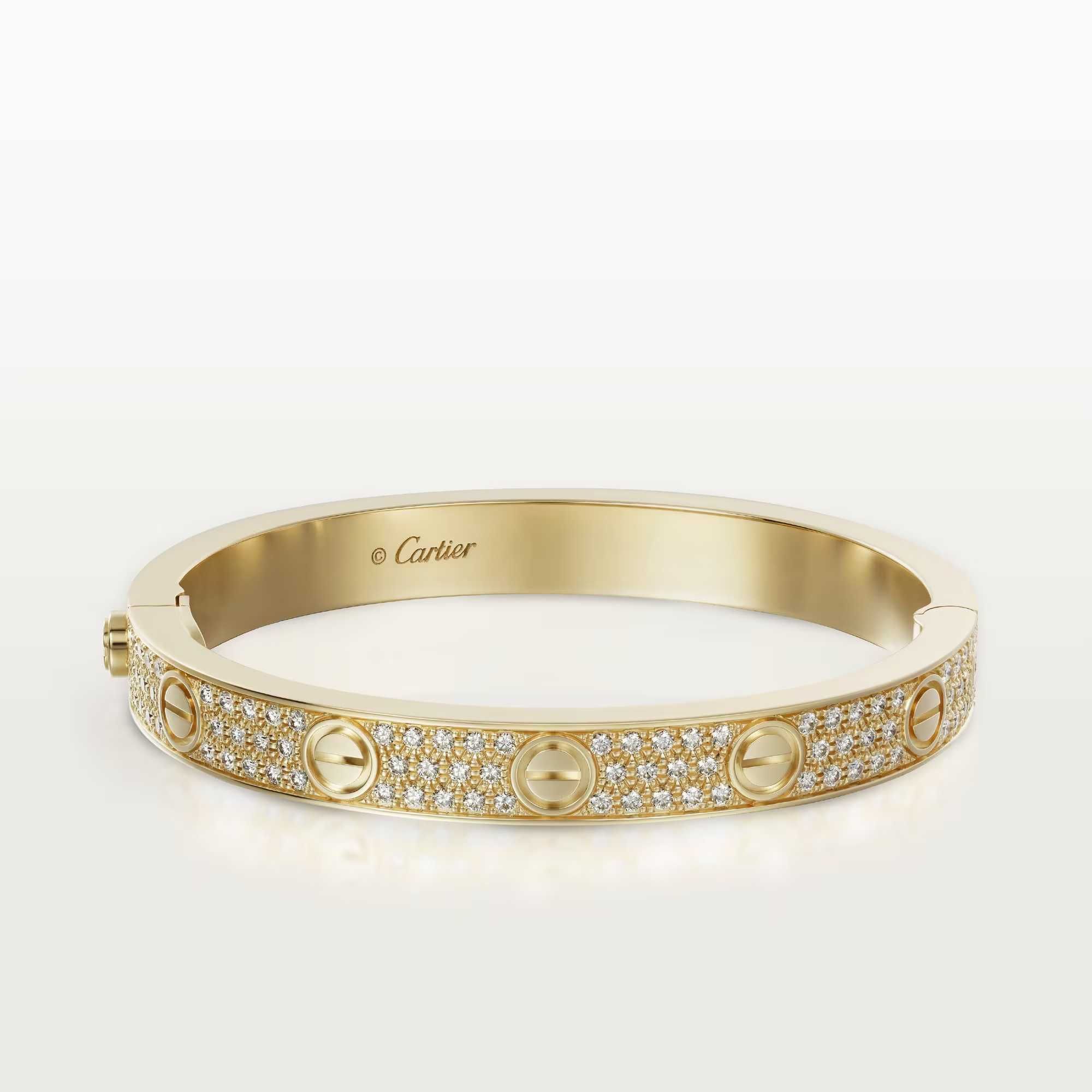 CARTIER Love Paved Gold Classic Diamonds Гривна с Отверка