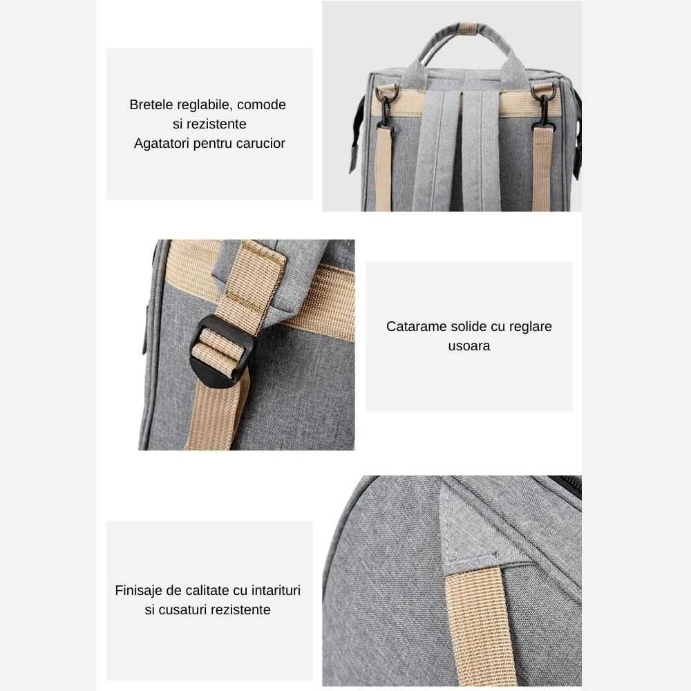 Geanta pliabila scutece cu patut pentru bebe + servetele umede