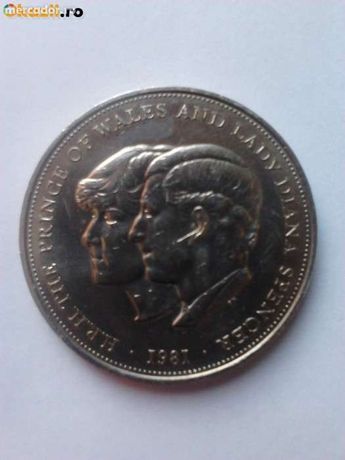 Crown-25 New Pence 1981,moneda comemorativa printul Charles si