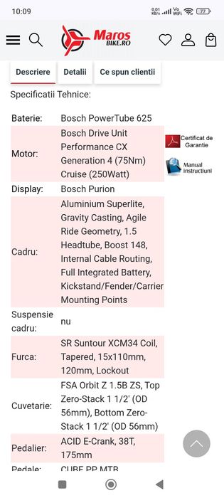 Bicicleta electrica Cube