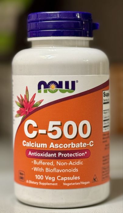 Витамин С, Now Foods, C-500, аскорбат, 100 капсул