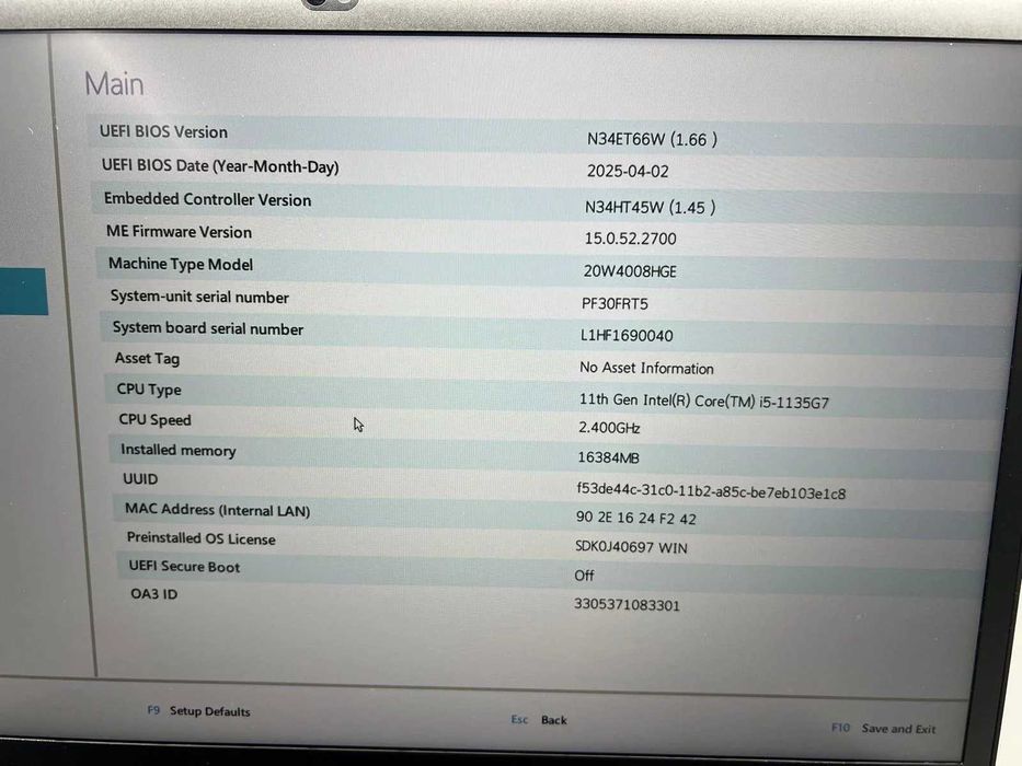 Laptop SH Lenovo Thinkpad T15 Gen2 i5-1135G7 SSD nVME 512Gb 16Gb RAM