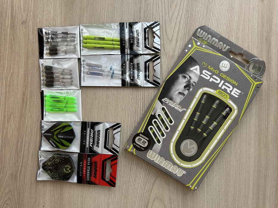 Set sageti Winmau steel MVG aspire 22G 80% Wolfram + accesorii