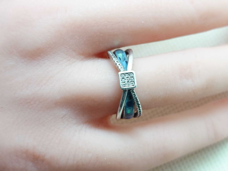 Inel din argint 925 cu scoică abalone și cubic zirconii