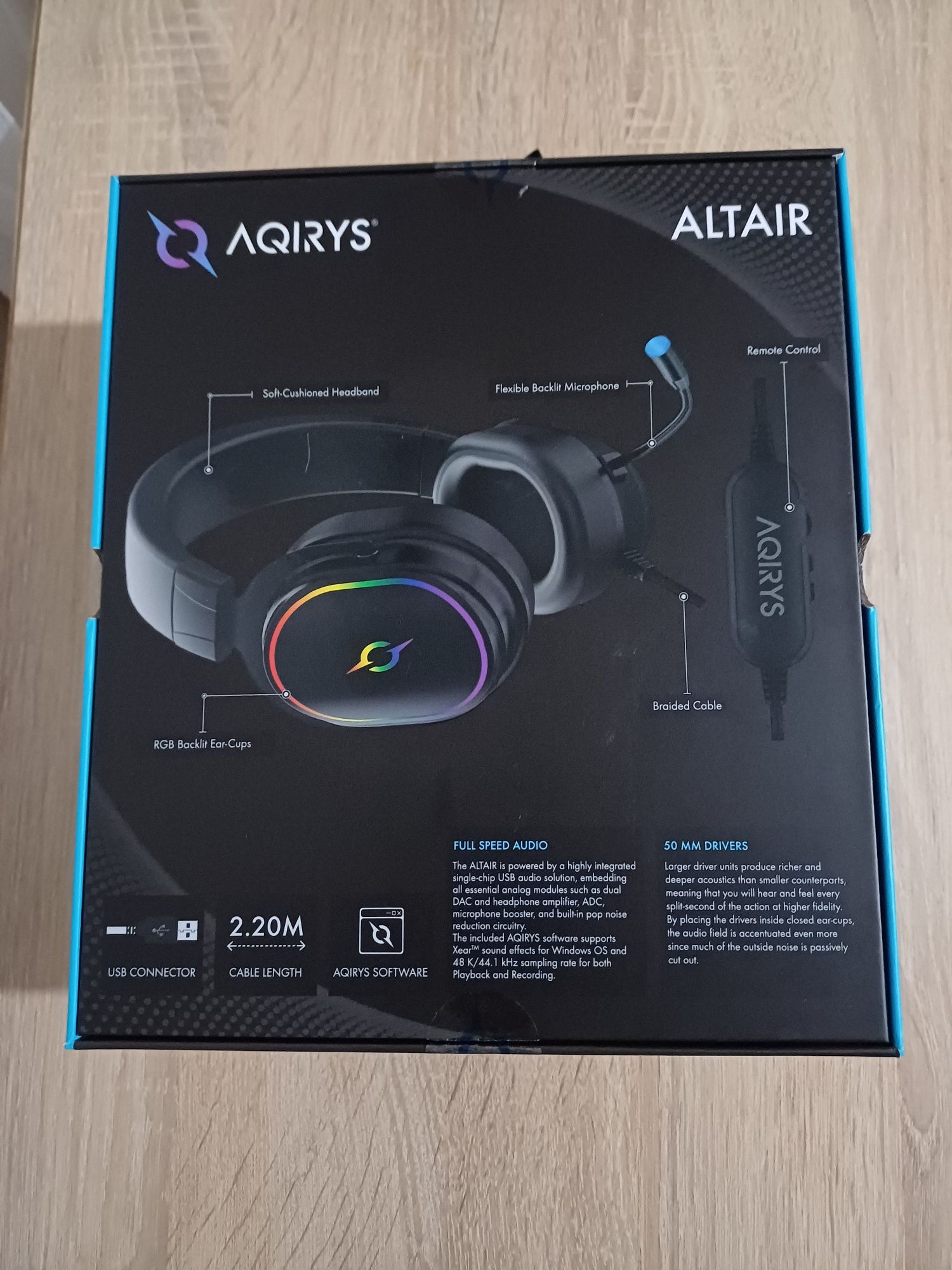 Casti Gaming AQIRYS Altair, RGB, 7.1 surround, USB, negru