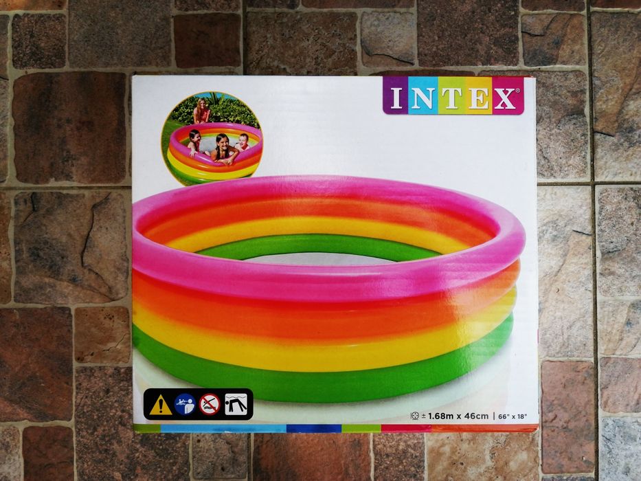 Piscină gonflabilă pentru copii unisex, INTEX, rainbow, 4 inele