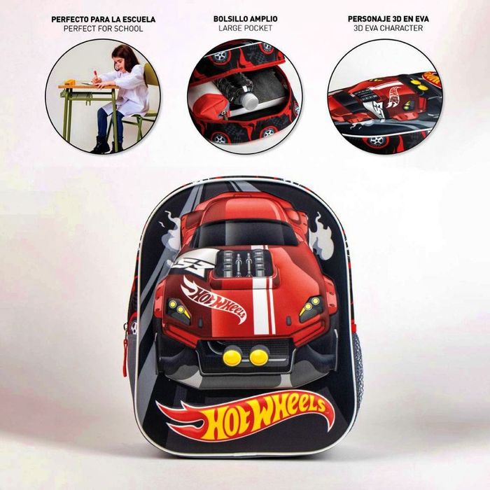 Ghiozdan gradinita copii 3D, Hot Wheels Turbo,  1 compartiment, 31 cm