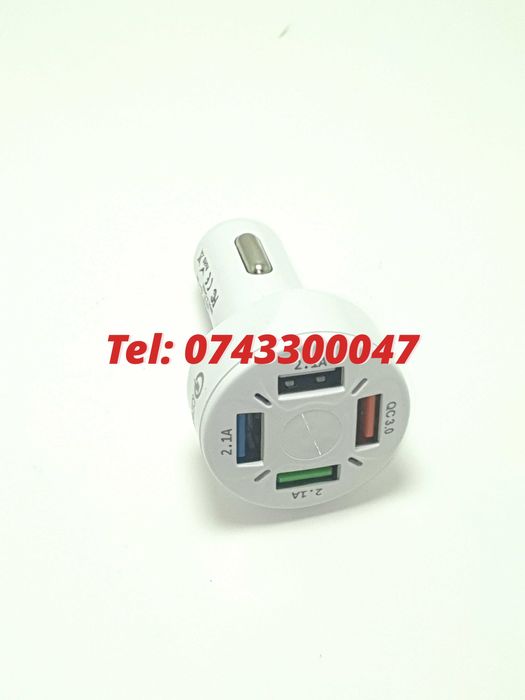 Incarcator Universal Masina Auto 4 Porturi Bricheta Usb Qc Fastcharge