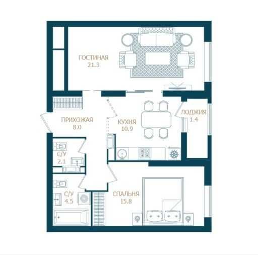 2-комнатная квартира, 62.9 м², 15/16 этаж, Тлендиева 133 — Сатпаева