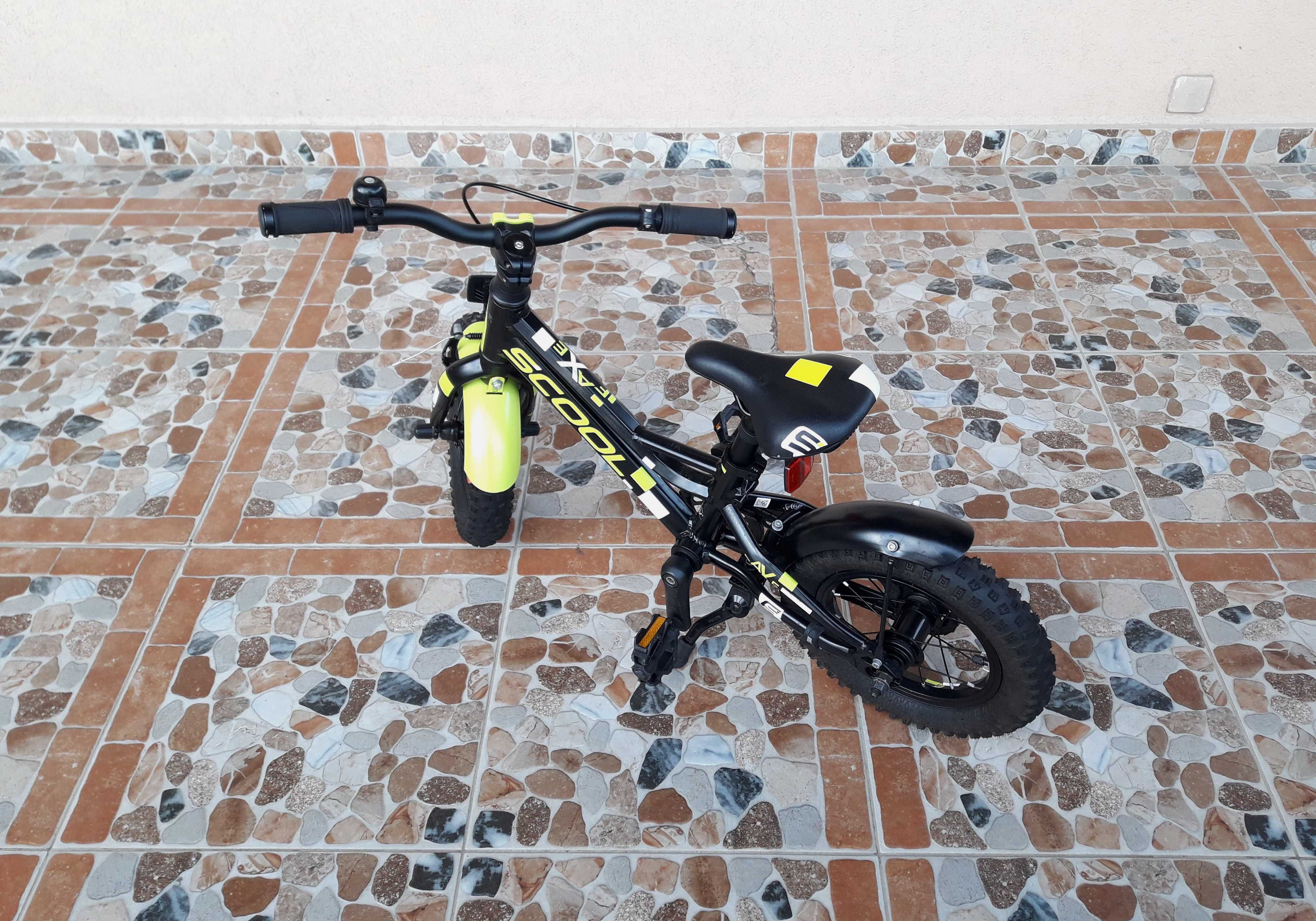 Bicicletă pentru copii 12’ S'Cool Faxe 12-1, ALUMINIU – negru/verde