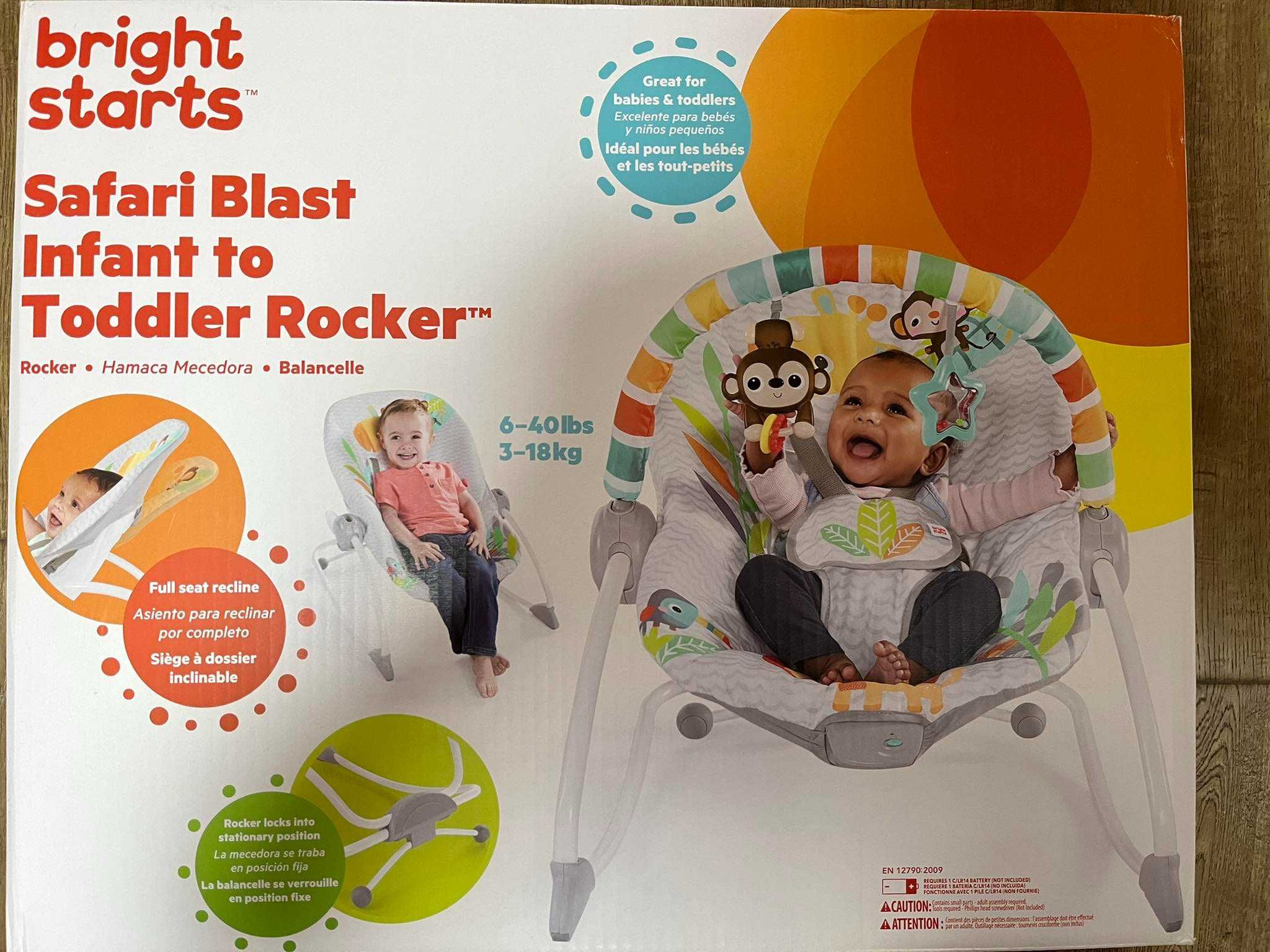 Бебешки шезлонг Bright Starts - Safari Blast Infant to Toddler