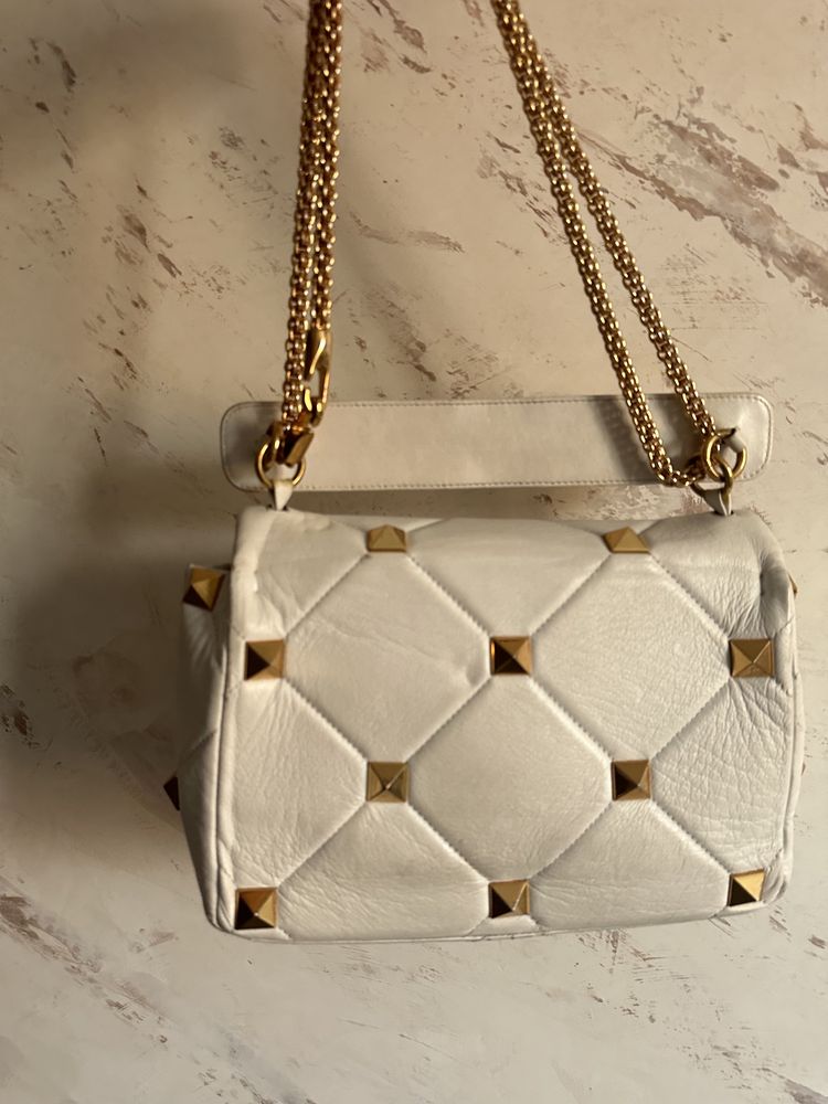 Чанта естествена кожа Valentino бяла
