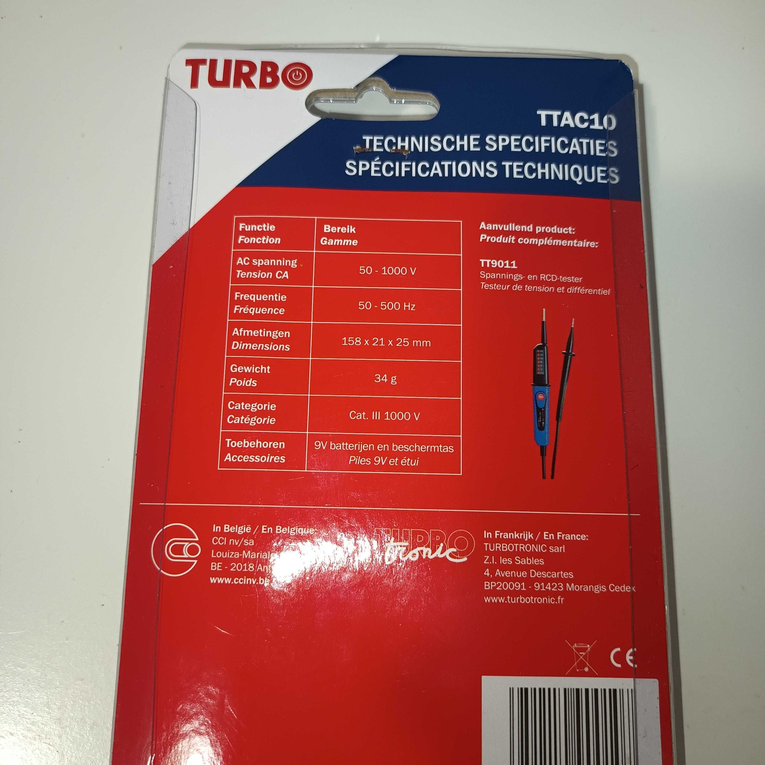 Detector de tensiune fără contact + lanternă TURBOTECH : TTAC10